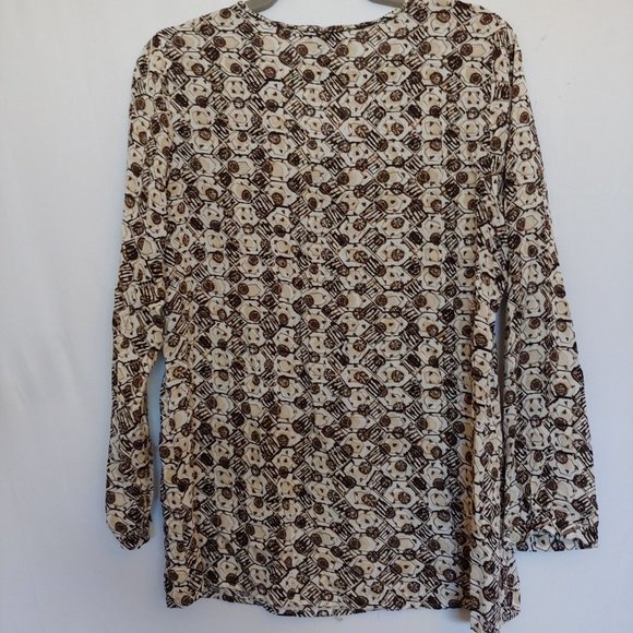 J. Jill geometric pattern brown and tan long sleeve flowy top Medium - Picture 8 of 10